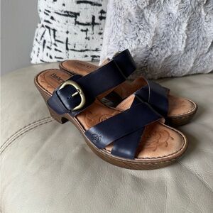 Women's Born Navy Leather Sandals